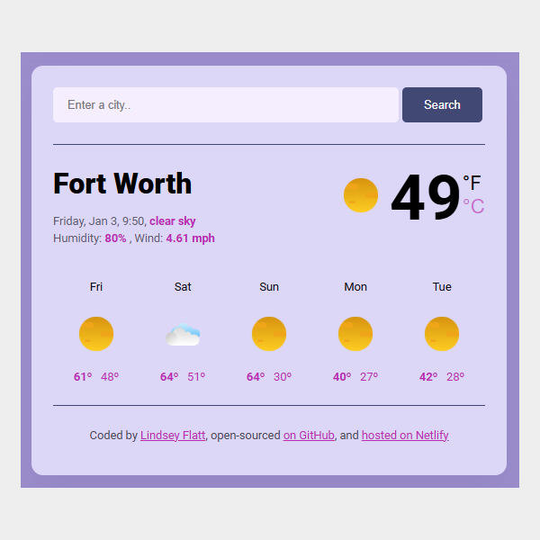 Weather app screenshot